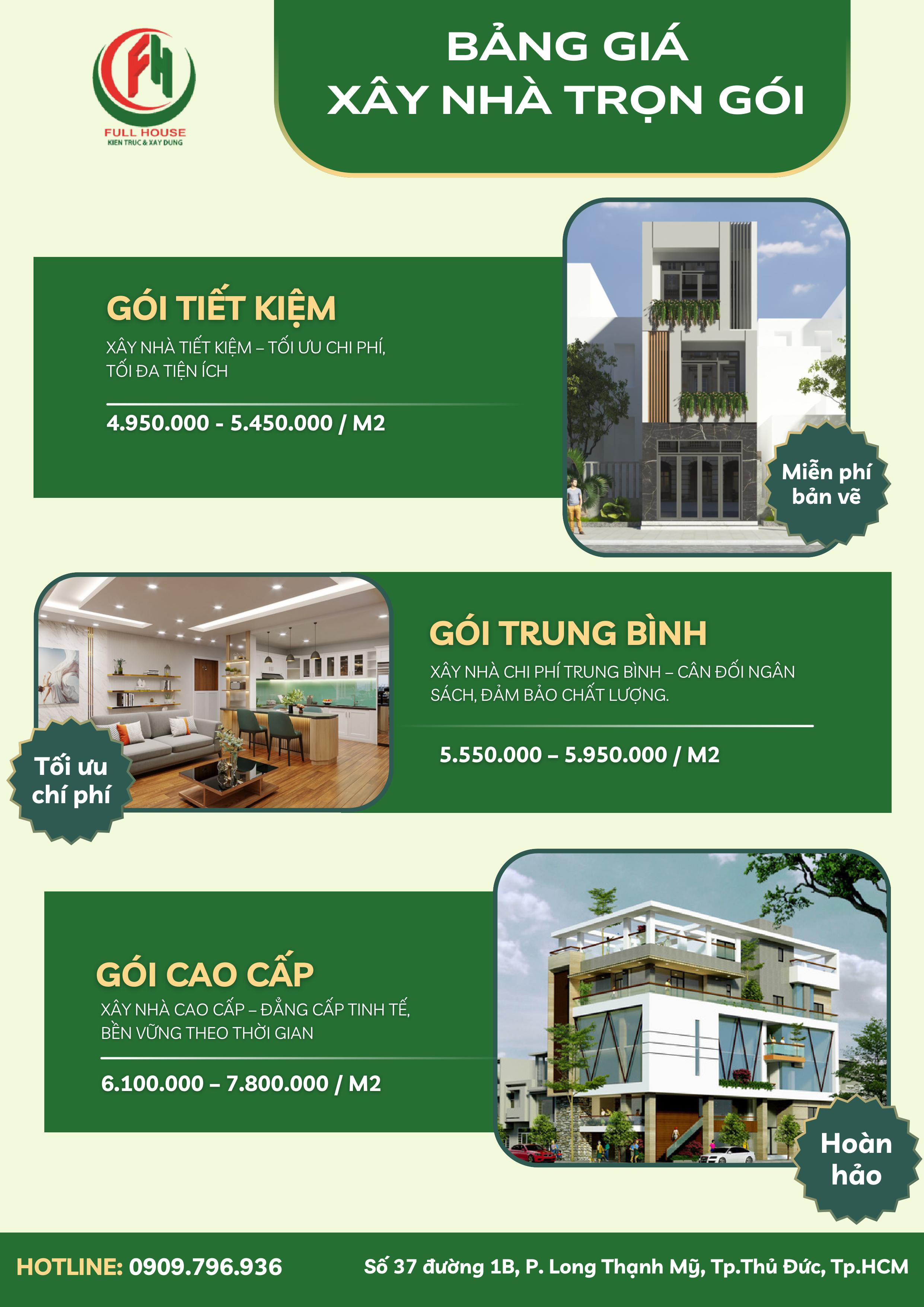 Đơn giá thi công hoàn thiện nhà phố