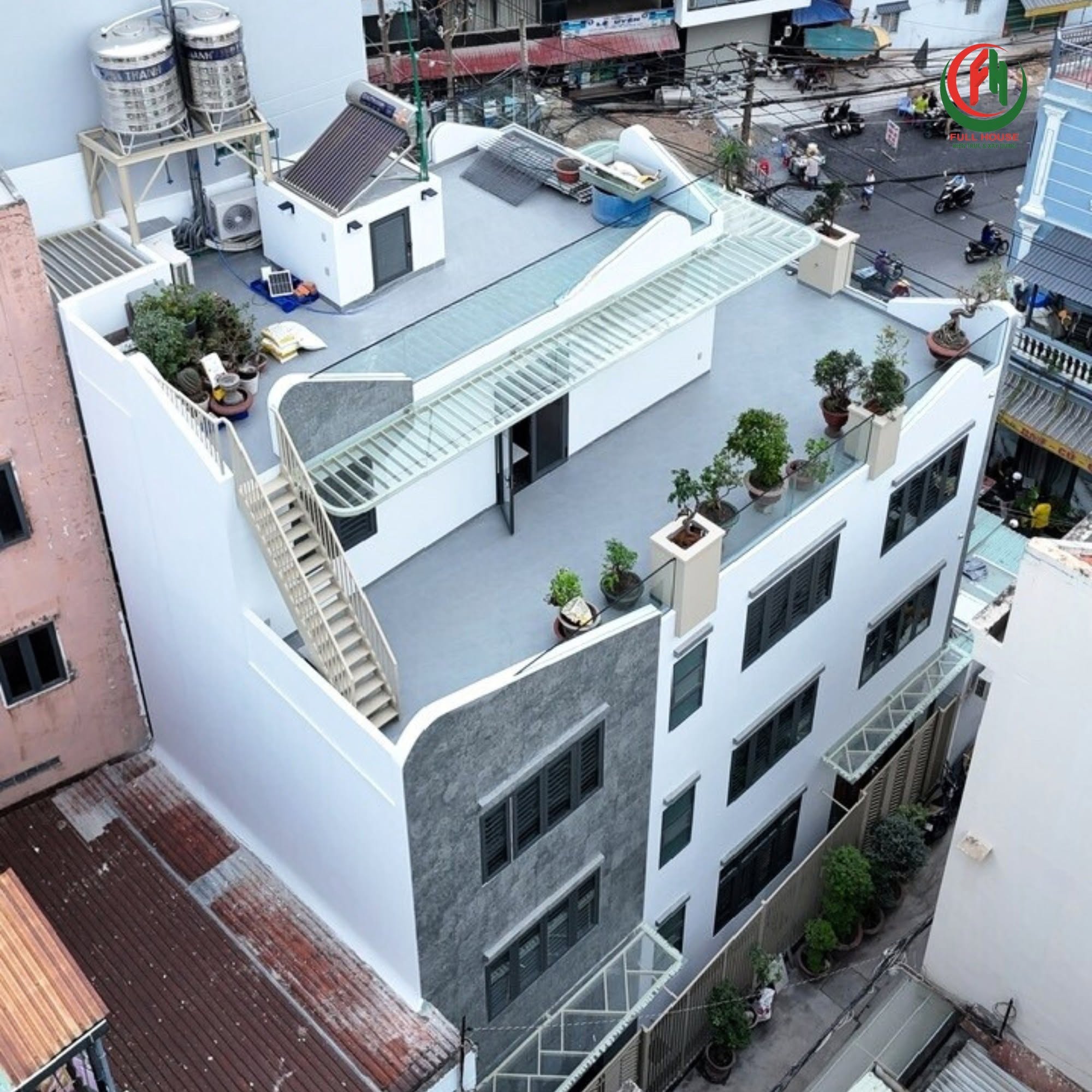 Xây nhà phố 2 tầng Bình Thạnh 1 sân thượng