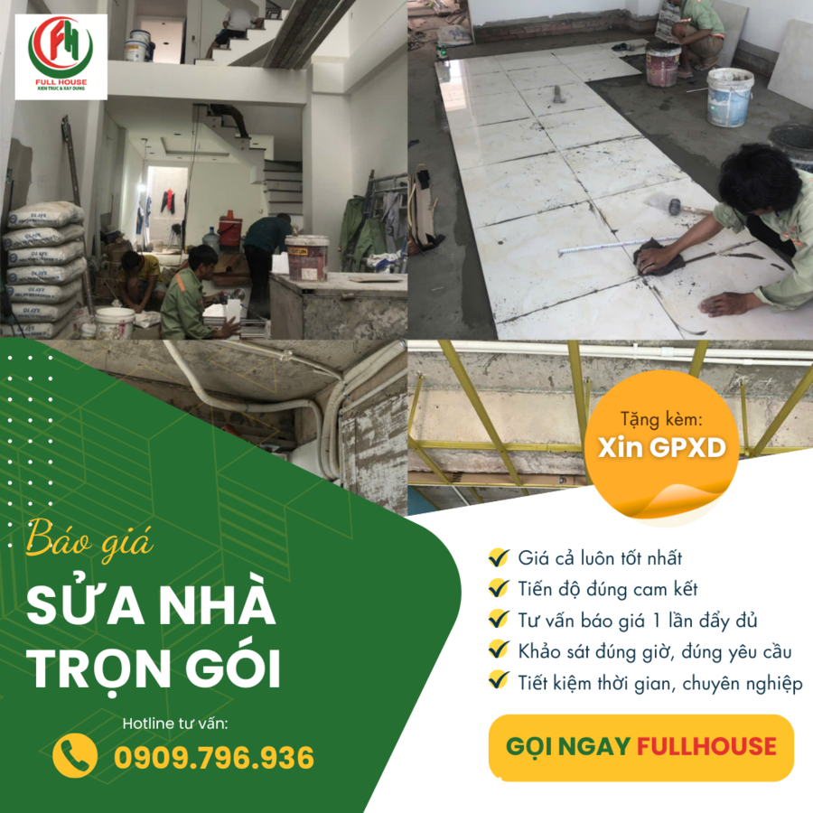 bảng báo giá sửa chữa nhà