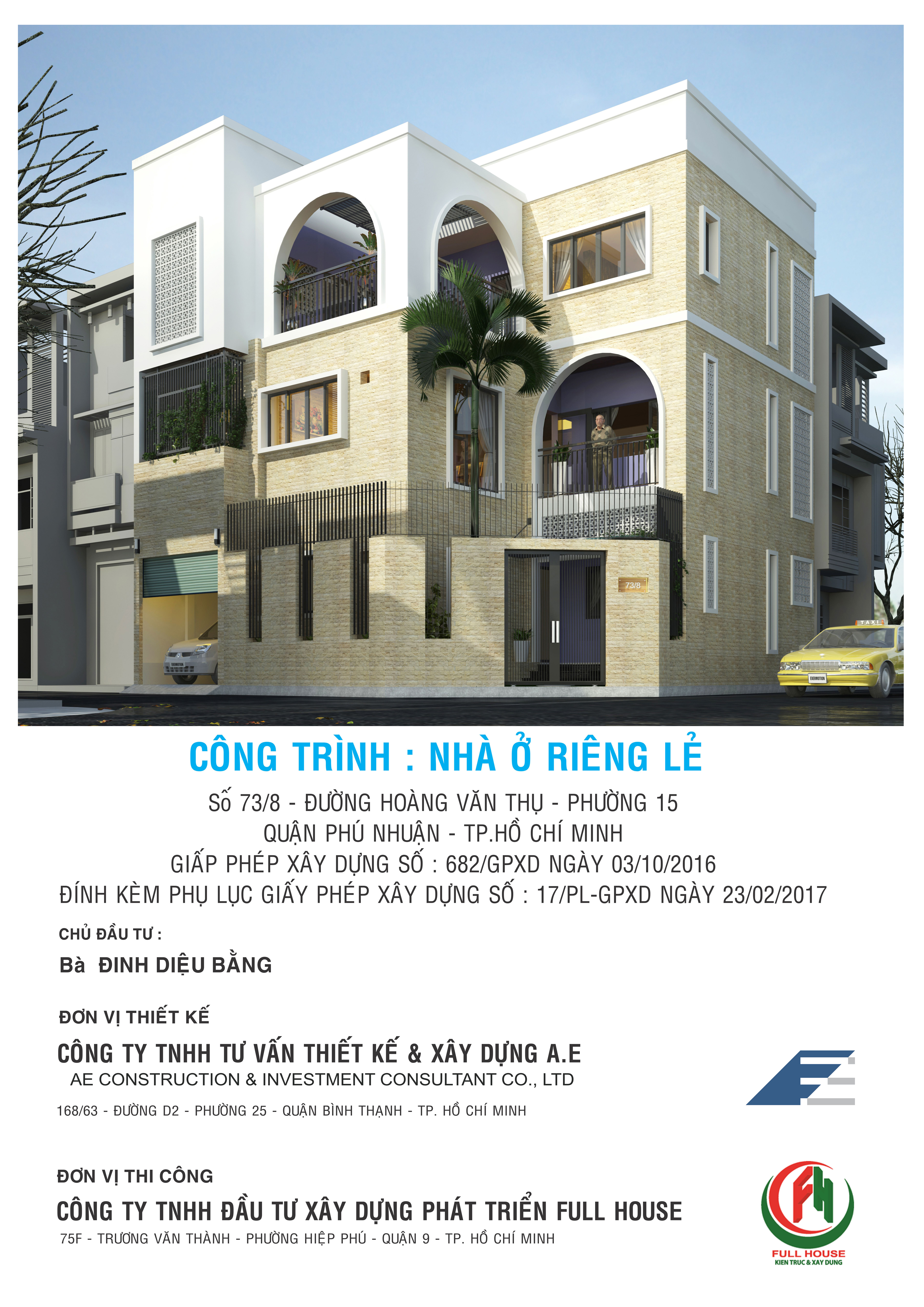  Công Trình Biệt Thự Nhà Ở Riêng Lẽ - CĐT bà Đinh Diệu Bằng