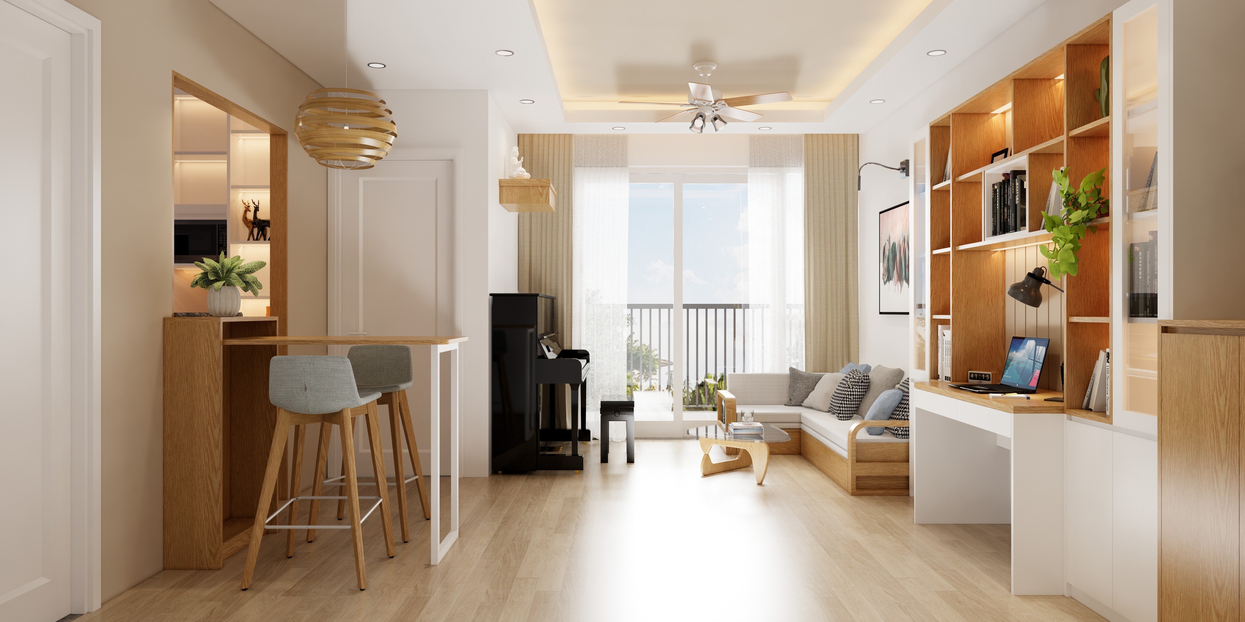 THI CÔNG HOÀN THIỆN NỘI THẤT CHUNG CƯ 2 PHÒNG NGỦ 64M2